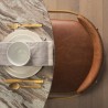 Mercana Allyson 54" Round Brown Pedestal w/ Pink Marble Top Dining Table  3