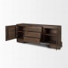 Mercana Jonan Dark Brown Wood With Dark Aged Brass 2 Door 3 Drawer Sideboard Open