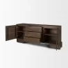 Mercana Jonan Dark Brown Wood With Dark Aged Brass 2 Door 3 Drawer Sideboard Open - Mercana Jonan Dark Brown Wood With Dark Aged Brass 2 Door 3 Drawer Sideboard Open