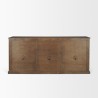 Mercana Braxton Brown Solid Wood w/ Antiqued Aged Brass Knobs 3 Drawer 6 Door Sideboard Dark Brown Back