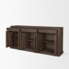Mercana Braxton Brown Solid Wood w/ Antiqued Aged Brass Knobs 3 Drawer 6 Door Sideboard Dark Brown