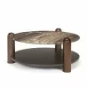 Mercana Jovia Brown Mango Wood With Cappuccino Marble Round Coffee Table - Mercana Jovia Brown Mango Wood With Cappuccino Marble Round Coffee Table
