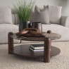 Mercana Jovia Brown Mango Wood With Cappuccino Marble Round Coffee Table 4