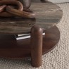 Mercana Jovia Brown Mango Wood With Cappuccino Marble Round Coffee Table 5