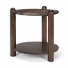 Mercana Jovia Brown Mango Wood With Cappuccino Marble Round Side Table 3