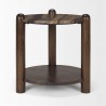 Mercana Jovia Brown Mango Wood With Cappuccino Marble Round Side Table 2