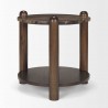 Mercana Jovia Brown Mango Wood With Cappuccino Marble Round Side Table 1