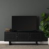 Mercana Grier 65" Black Solid Wood With Black Cane Media Console