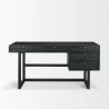 Mercana Grier 60" Black Solid Wood With Black Cane Office Desk Front - Mercana Grier 60" Black Solid Wood With Black Cane Office Desk Front