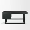 Mercana Grier 60" Black Solid Wood With Black Cane Office Desk Back - Mercana Grier 60" Black Solid Wood With Black Cane Office Desk Back