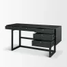 Mercana Grier 60" Black Solid Wood With Black Cane Office Desk Open - Mercana Grier 60" Black Solid Wood With Black Cane Office Desk Open