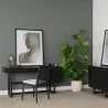 Mercana Grier 60" Black Solid Wood With Black Cane Office Desk 2 - Mercana Grier 60" Black Solid Wood With Black Cane Office Desk 2