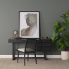 Mercana Grier 60" Black Solid Wood With Black Cane Office Desk