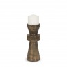 Mercana Odilia Small Textured Antiqued Gold Metal Geometric Pillar Candle Holder 3