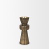 Mercana Odilia Small Textured Antiqued Gold Metal Geometric Pillar Candle Holder 2