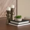 Mercana Odilia Small Textured Antiqued Gold Metal Geometric Pillar Candle Holder Set - Mercana Odilia Small Textured Antiqued Gold Metal Geometric Pillar Candle Holder Set