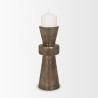Mercana Odilia Large Textured Antiqued Gold Metal Geometric Pillar Candle Holder 4