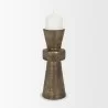Mercana Odilia Large Textured Antiqued Gold Metal Geometric Pillar Candle Holder 4 - Mercana Odilia Large Textured Antiqued Gold Metal Geometric Pillar Candle Holder 4