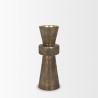 Mercana Odilia Large Textured Antiqued Gold Metal Geometric Pillar Candle Holder Front