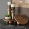 Mercana Odilia Large Textured Antiqued Gold Metal Geometric Pillar Candle Holder Set - Mercana Odilia Large Textured Antiqued Gold Metal Geometric Pillar Candle Holder Set