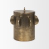 Mercana Deacon Large Antiqued Gold Metal Canister with Sculptural Handles Front