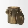 Mercana Deacon Large Antiqued Gold Metal Canister with Sculptural Handles Open - Mercana Deacon Large Antiqued Gold Metal Canister with Sculptural Handles Open