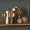 Mercana Deacon Large Antiqued Gold Metal Canister with Sculptural Handles 1