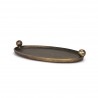 Mercana Jianna Large Oval Textured Antiqued Gold Metal Tray with Handles