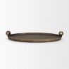 Mercana Jianna Large Oval Textured Antiqued Gold Metal Tray with Handles Front