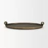 Mercana Jianna Large Oval Textured Antiqued Gold Metal Tray with Handles Front - Mercana Jianna Large Oval Textured Antiqued Gold Metal Tray with Handles Front