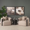 Mercana Kornelia Beige Textured Mushroom Fabric Barrel Accent Chair