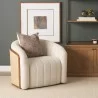 Mercana Fonda Cream Fabric w/ Natural Jute Swivel Accent Chair - Mercana Fonda Cream Fabric w/ Natural Jute Swivel Accent Chair