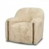 Mercana Huntley Cream Faux Fur Fabric Swivel Accent Chair 1 - Mercana Huntley Cream Faux Fur Fabric Swivel Accent Chair 1