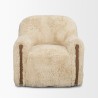 Mercana Huntley Cream Faux Fur Fabric Swivel Accent Chair Front