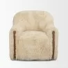 Mercana Huntley Cream Faux Fur Fabric Swivel Accent Chair Front - Mercana Huntley Cream Faux Fur Fabric Swivel Accent Chair Front