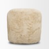 Mercana Huntley Cream Faux Fur Fabric Swivel Accent Chair Back