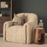 Mercana Huntley Cream Faux Fur Fabric Swivel Accent Chair 2