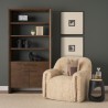 Mercana Huntley Cream Faux Fur Fabric Swivel Accent Chair