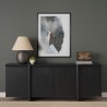 Mercana Rowan Black Oak Wood Closed 4 Door Sideboard