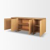 Mercana Rowan Light Brown Oak Wood Closed 4 Door Sideboard Open