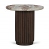 Mercana Marbrello Pink Marble Top Espresso Brown Fluted Wood Round Side Table 3