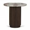Mercana Marbrello Pink Marble Top Espresso Brown Fluted Wood Round Side Table 3 - Mercana Marbrello Pink Marble Top Espresso Brown Fluted Wood Round Side Table 3