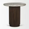 Mercana Marbrello Pink Marble Top Espresso Brown Fluted Wood Round Side Table Front - Mercana Marbrello Pink Marble Top Espresso Brown Fluted Wood Round Side Table Front