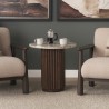 Mercana Marbrello Pink Marble Top Espresso Brown Fluted Wood Round Side Table 2
