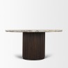 Mercana Marbrello 60" Pink Marble Top Espresso Brown Fluted Wood Round Dining Table 2