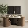 Mercana Marbrello 60" Pink Marble Top Espresso Brown Fluted Wood Round Dining Table - Mercana Marbrello 60" Pink Marble Top Espresso Brown Fluted Wood Round Dining Table