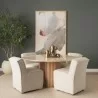 Mercana Marbrello 60" Botticino Marble Top Light Brown Fluted Wood Round Dining Table - Mercana Marbrello 60" Botticino Marble Top Light Brown Fluted Wood Round Dining Table
