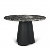 Mercana Marilyn 48" Black Forest Marble Black Wood Pedestal Round Dining Table 1
