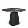 Mercana Marilyn 48" Black Forest Marble Black Wood Pedestal Round Dining Table 1 - Mercana Marilyn 48" Black Forest Marble Black Wood Pedestal Round Dining Table 1