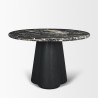 Mercana Marilyn 48" Black Forest Marble Black Wood Pedestal Round Dining Table 3